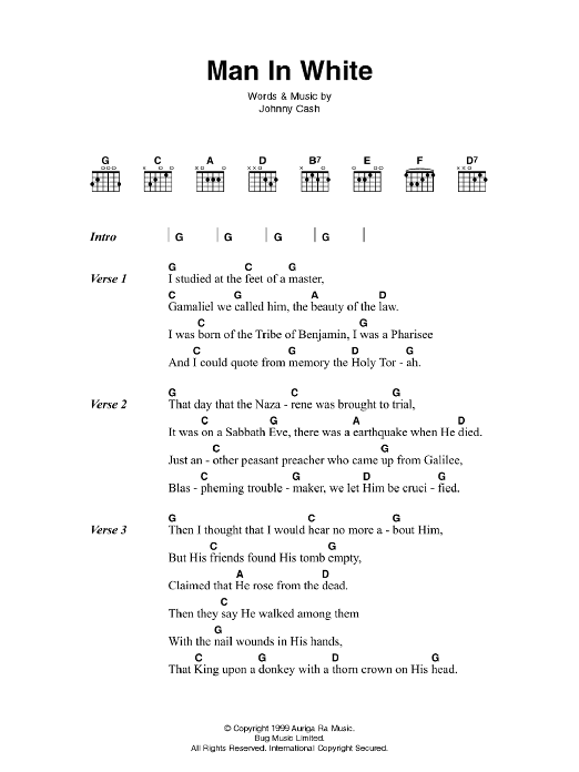 Johnny Cash Man In White sheet music notes and chords. Download Printable PDF.