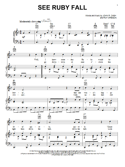 Learn to play Johnny Cash See Ruby Fall sheet music for Piano, Vocal & Guitar Chords (Right-Hand Melody) in minutes. Price: 7.8900$ Johnny Cash See Ruby Fall sheet music notes and chords arranged for Piano, Vocal & Guitar Chords (Right-Hand Melody)