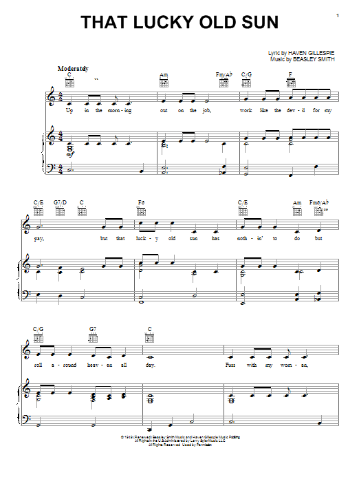 Johnny Cash That Lucky Old Sun (Just Rolls Around Heaven All Day) sheet music notes and chords. Download Printable PDF.