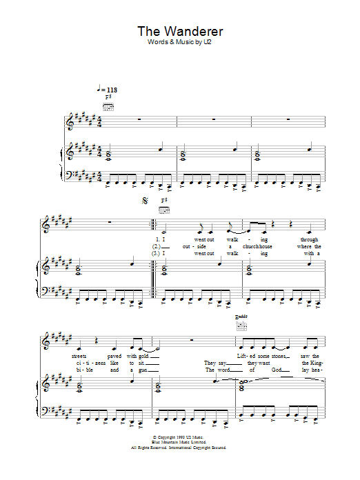 Johnny Cash The Wanderer sheet music notes and chords. Download Printable PDF.