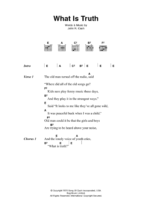 Johnny Cash What Is Truth sheet music notes and chords. Download Printable PDF.