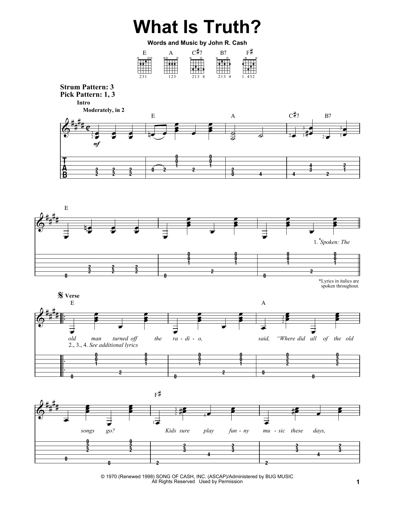 Johnny Cash What Is Truth? sheet music notes and chords. Download Printable PDF.