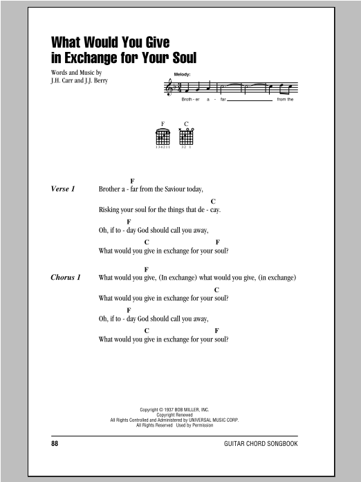 Johnny Cash What Would You Give In Exchange For Your Soul sheet music notes and chords. Download Printable PDF.