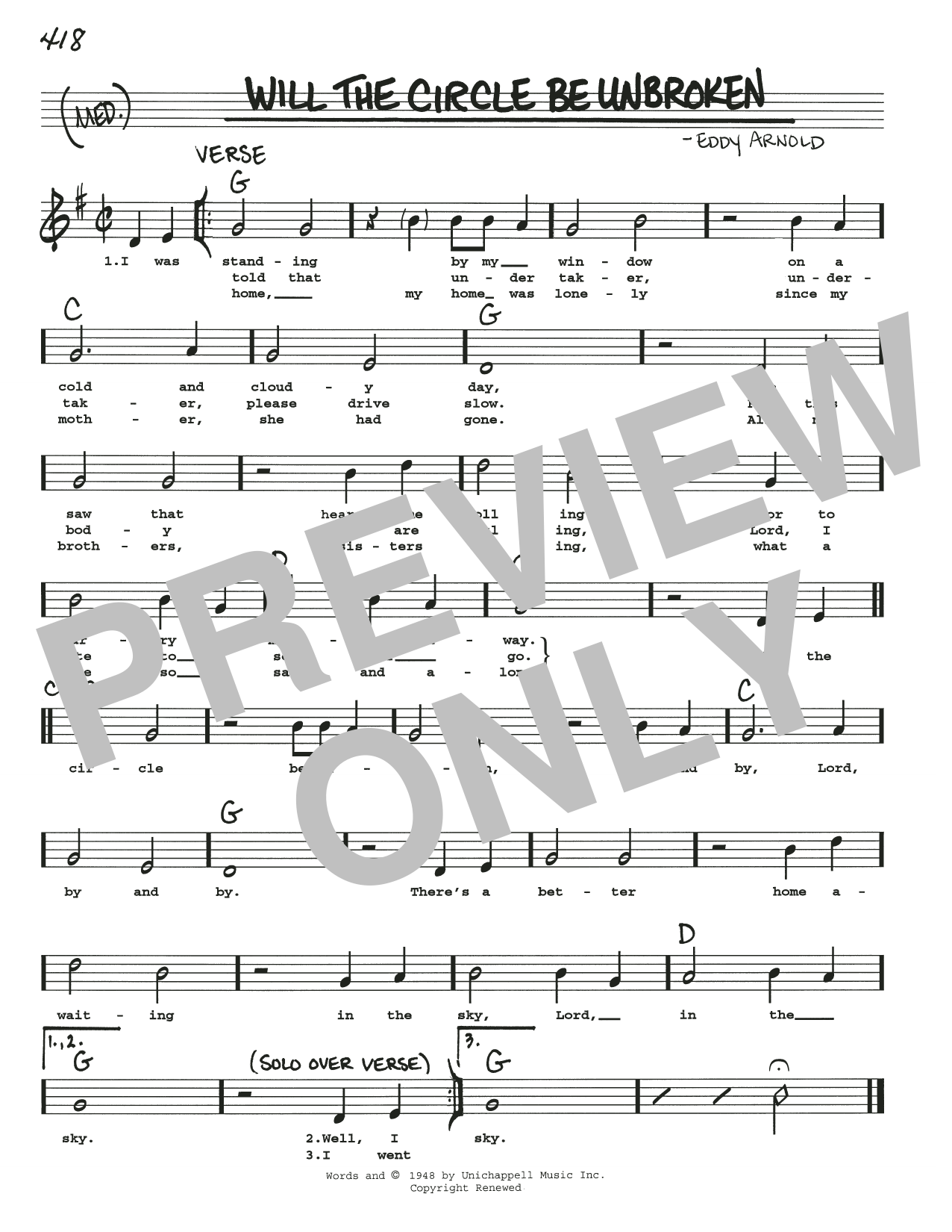 Johnny Cash Will The Circle Be Unbroken sheet music notes and chords. Download Printable PDF.