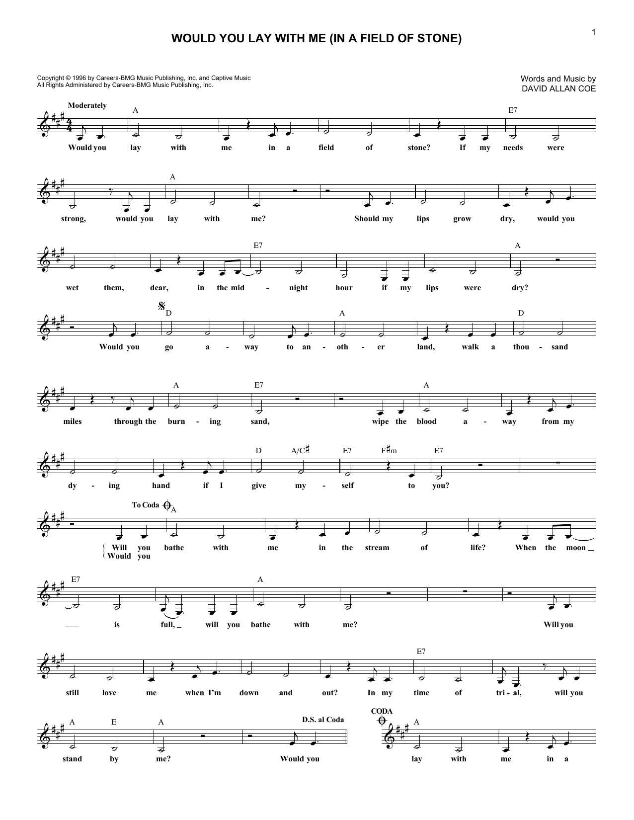 Johnny Cash Would You Lay With Me (In A Field Of Stone) sheet music notes and chords. Download Printable PDF.