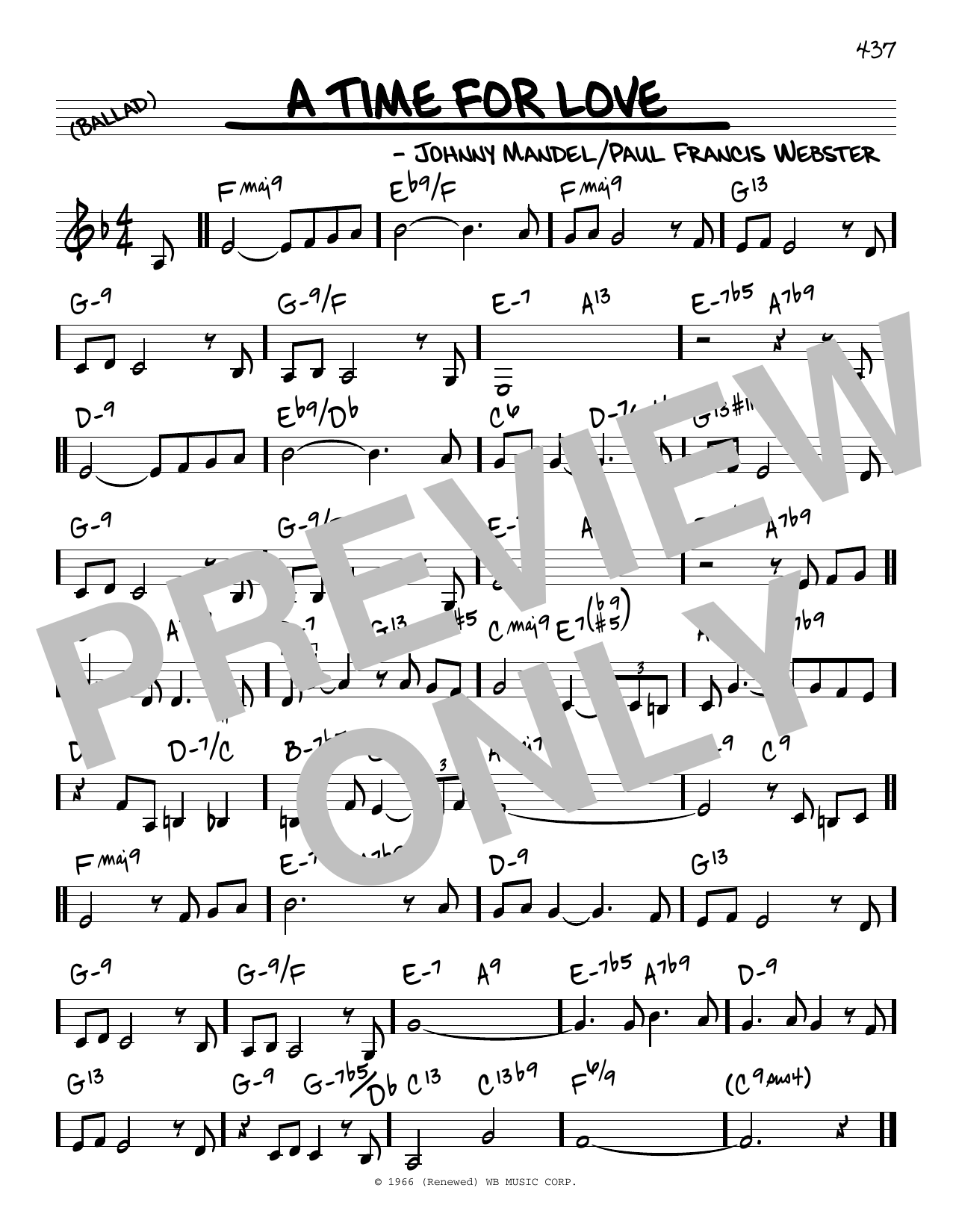 Johnny Mandel and Paul Francis Webster A Time For Love sheet music notes and chords. Download Printable PDF.