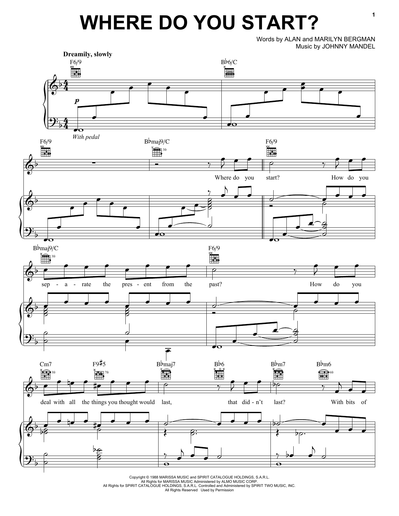 Johnny Mandel Where Do You Start? sheet music notes and chords. Download Printable PDF.