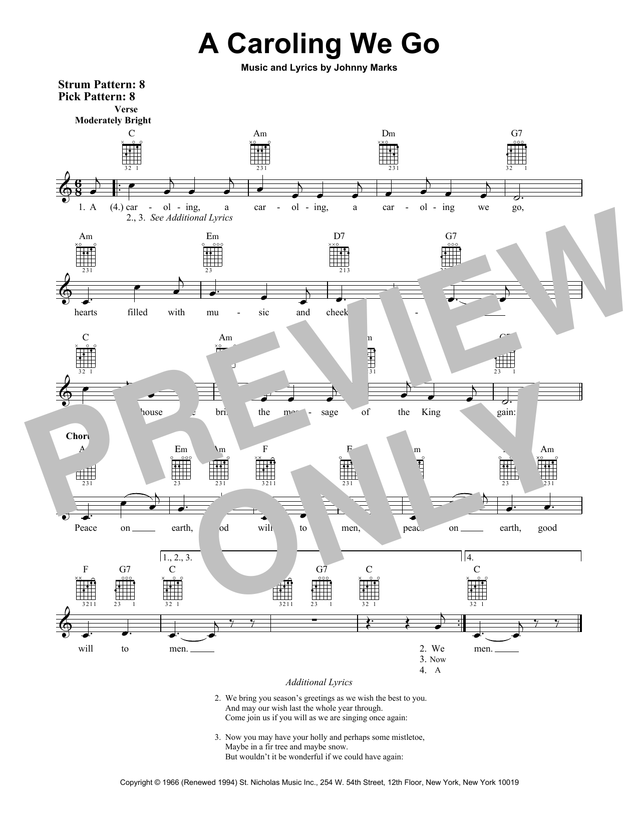 Johnny Marks A Caroling We Go sheet music notes and chords. Download Printable PDF.