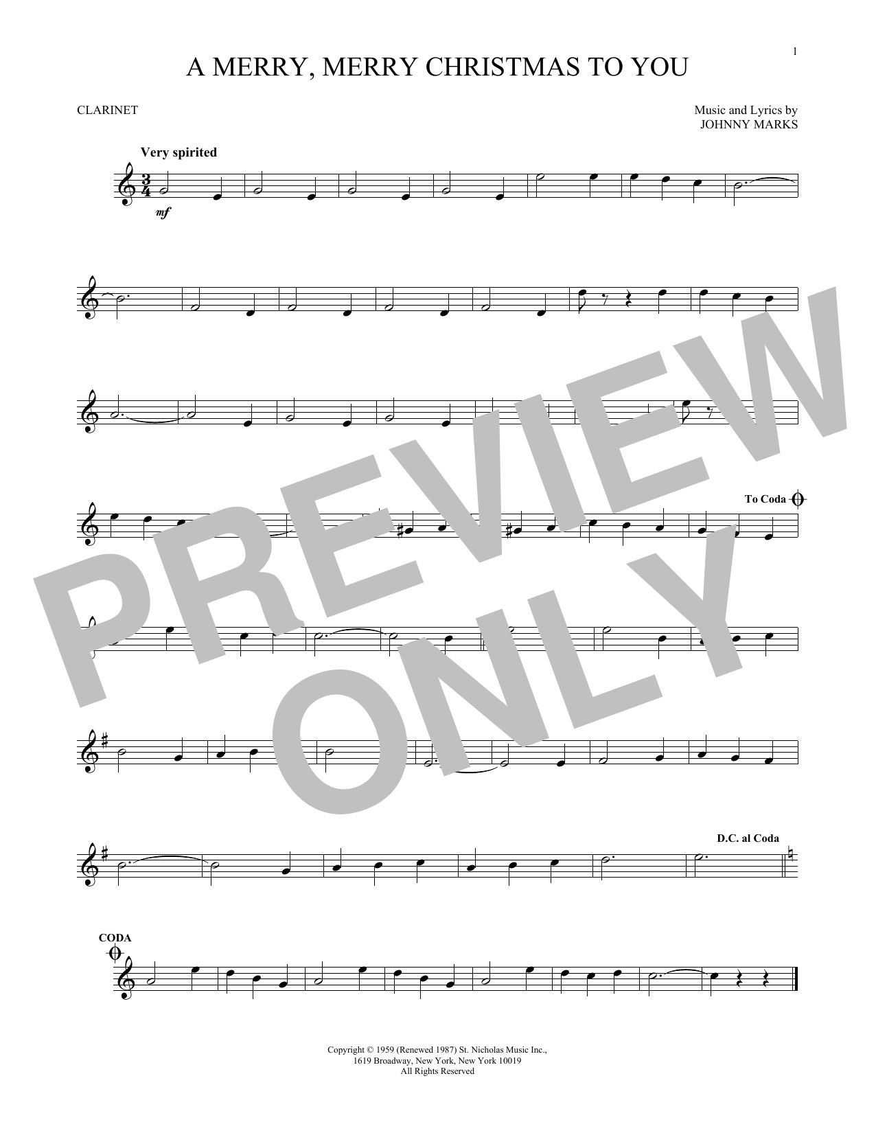 Johnny Marks A Merry, Merry Christmas To You sheet music notes and chords. Download Printable PDF.