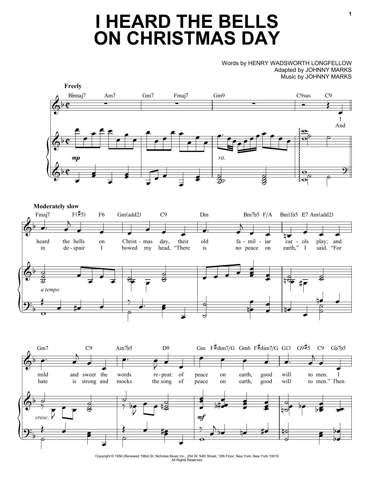 Johnny Marks I Heard The Bells On Christmas Day [Jazz Version] (arr. Brent Edstrom) sheet music notes and chords. Download Printable PDF.