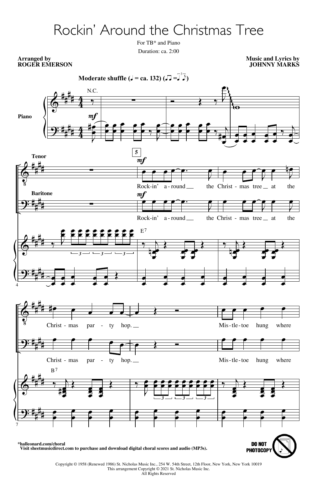 Johnny Marks Rockin' Around The Christmas Tree (arr. Roger Emerson) sheet music notes and chords. Download Printable PDF.