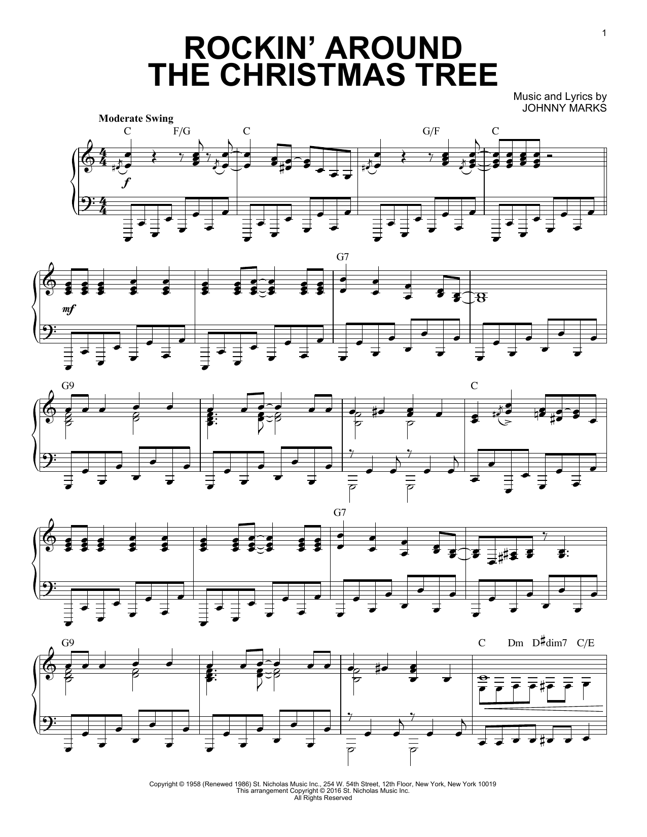 Johnny Marks Rockin' Around The Christmas Tree [Jazz version] (arr. Brent Edstrom) sheet music notes and chords. Download Printable PDF.