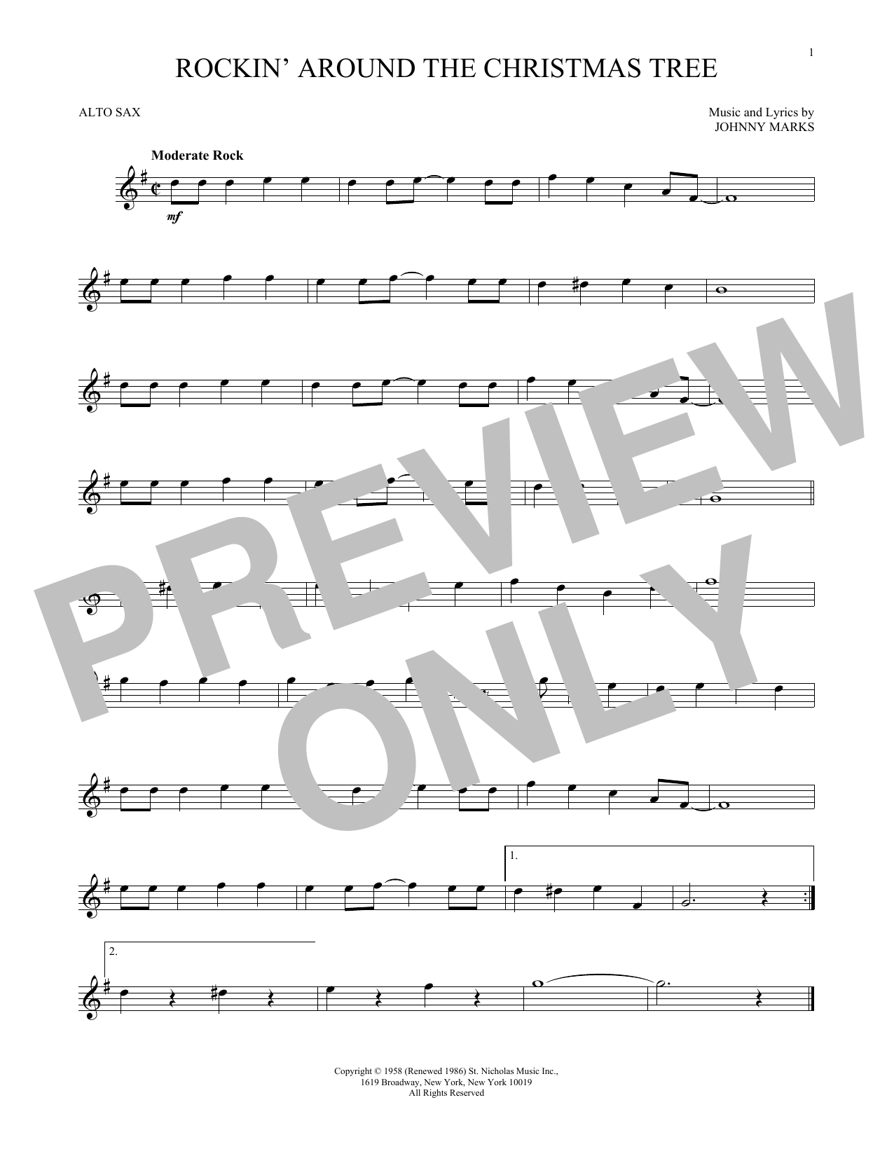 Johnny Marks Rockin' Around The Christmas Tree sheet music notes and chords. Download Printable PDF.