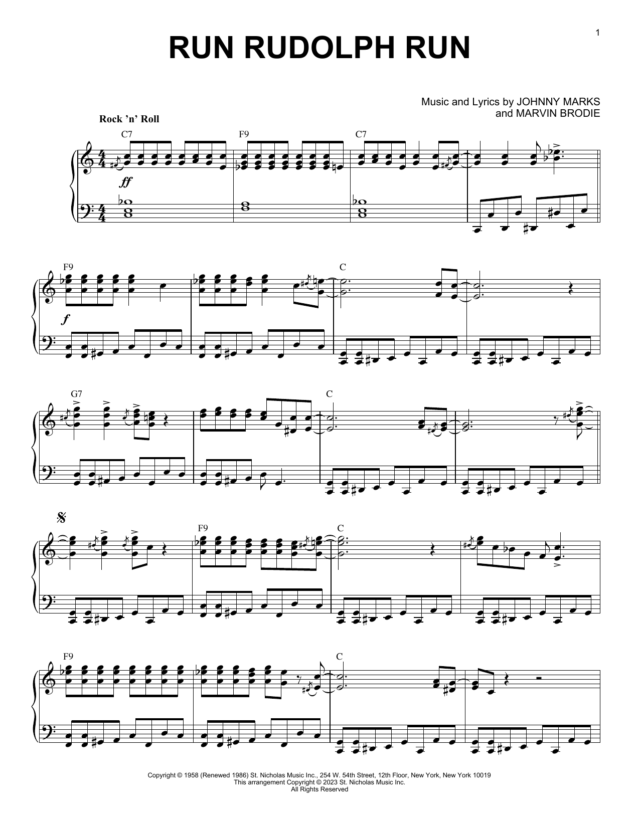 Johnny Marks Run Rudolph Run [Boogie Woogie version] (arr. Brent Edstrom) sheet music notes and chords. Download Printable PDF.