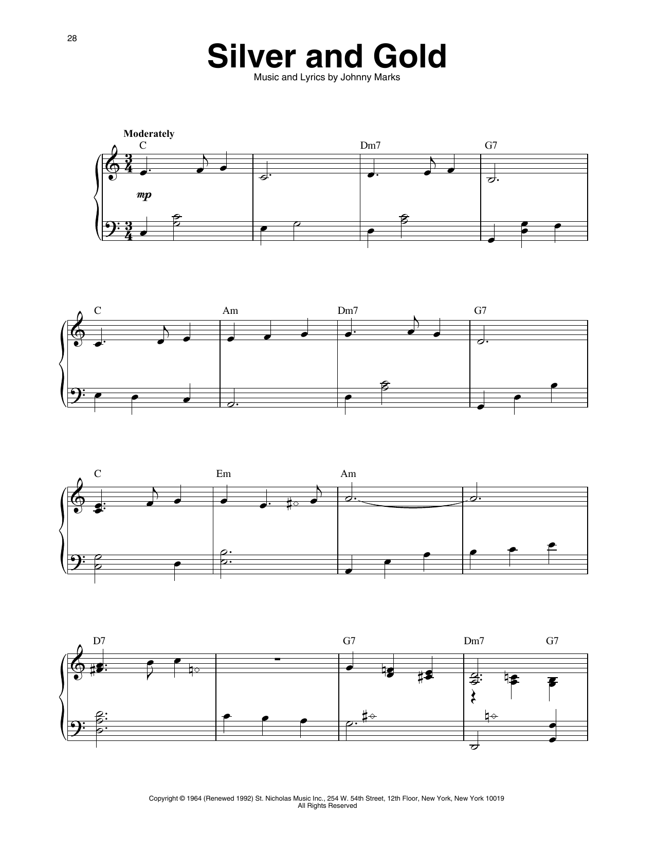 Johnny Marks Silver And Gold (arr. Maeve Gilchrist) sheet music notes and chords. Download Printable PDF.