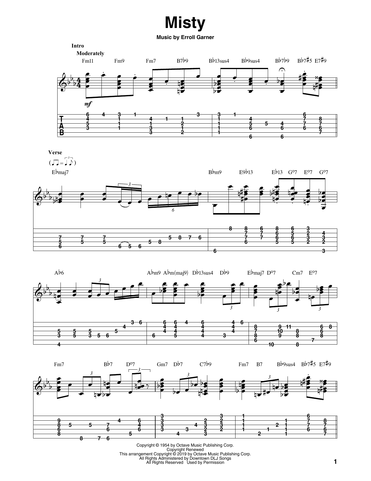 Johnny Mathis Misty (arr. Bill LaFleur) sheet music notes and chords. Download Printable PDF.