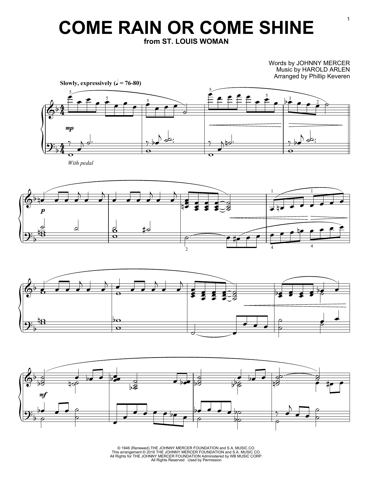 Learn to play Phillip Keveren Come Rain Or Come Shine sheet music for Piano Solo in minutes. Price: 7.8900$ Phillip Keveren Come Rain Or Come Shine sheet music notes and chords arranged for Piano Solo