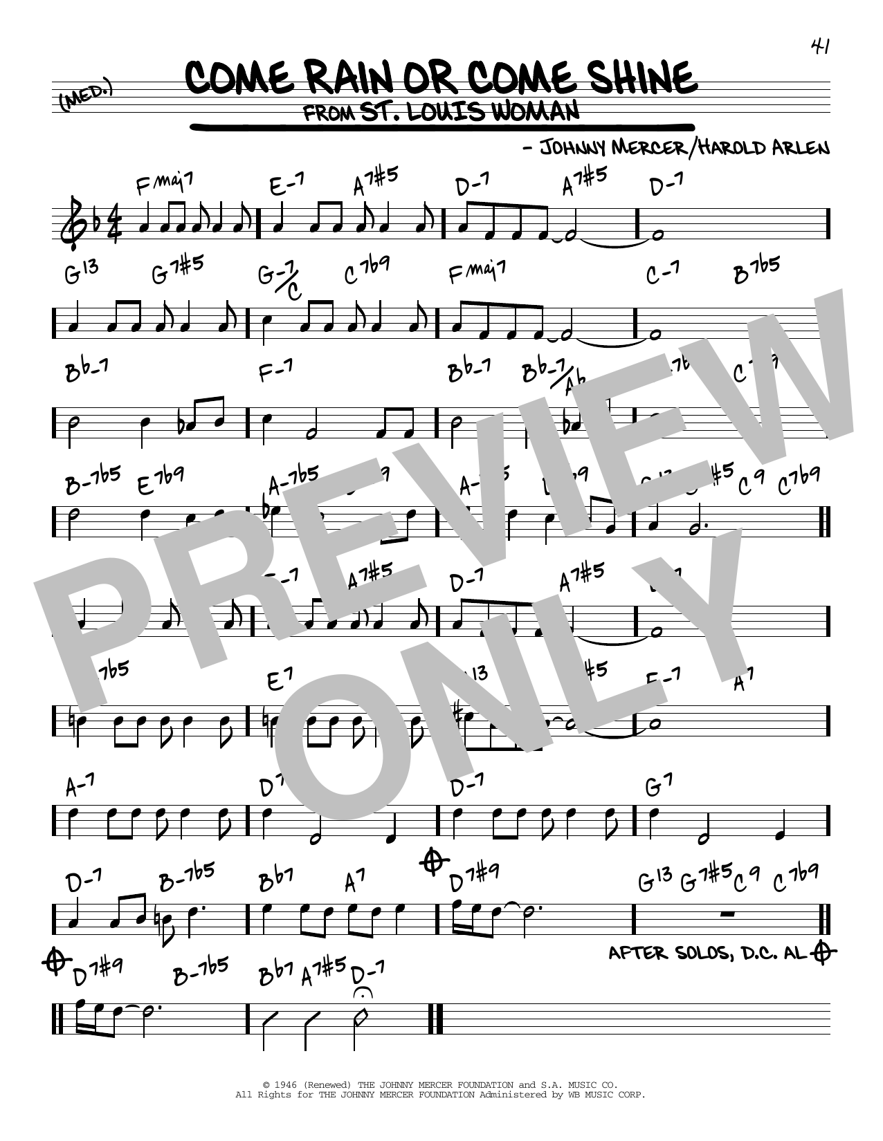 Learn to play Johnny Mercer Come Rain Or Come Shine sheet music for Real Book – Melody & Chords in minutes. Price: 5.9900$ Johnny Mercer Come Rain Or Come Shine sheet music notes and chords arranged for Real Book – Melody & Chords
