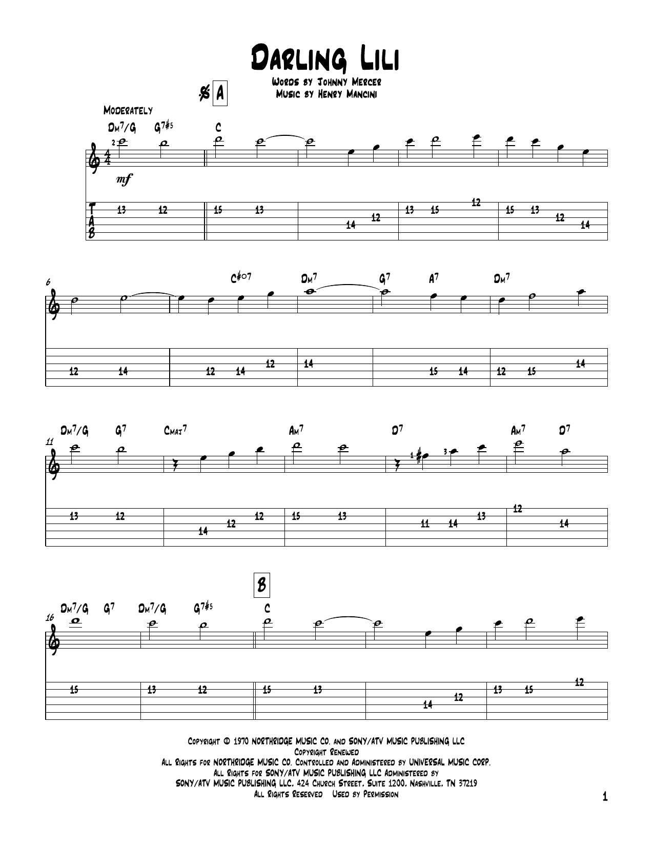 Henry Mancini Darling Lili sheet music notes and chords. Download Printable PDF.