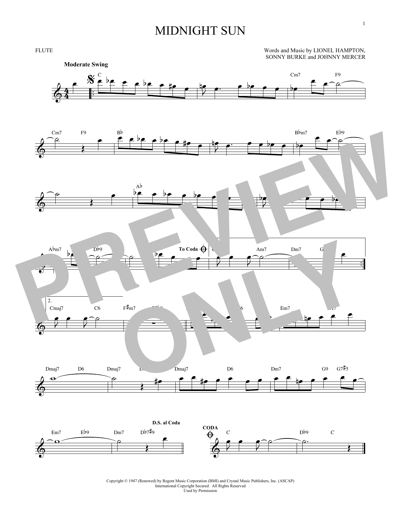 Johnny Mercer Midnight Sun sheet music notes and chords. Download Printable PDF.