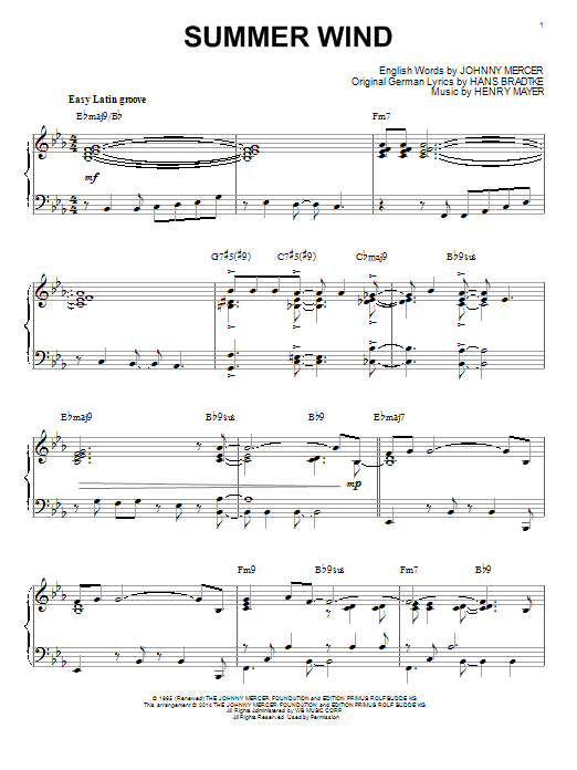 Johnny Mercer Summer Wind [Jazz version] (arr. Brent Edstrom) sheet music notes and chords. Download Printable PDF.