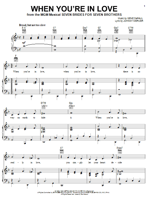 Learn to play Johnny Mercer When You're In Love sheet music for Real Book – Melody & Chords in minutes. Price: 5.9900$ Johnny Mercer When You're In Love sheet music notes and chords arranged for Real Book – Melody & Chords
