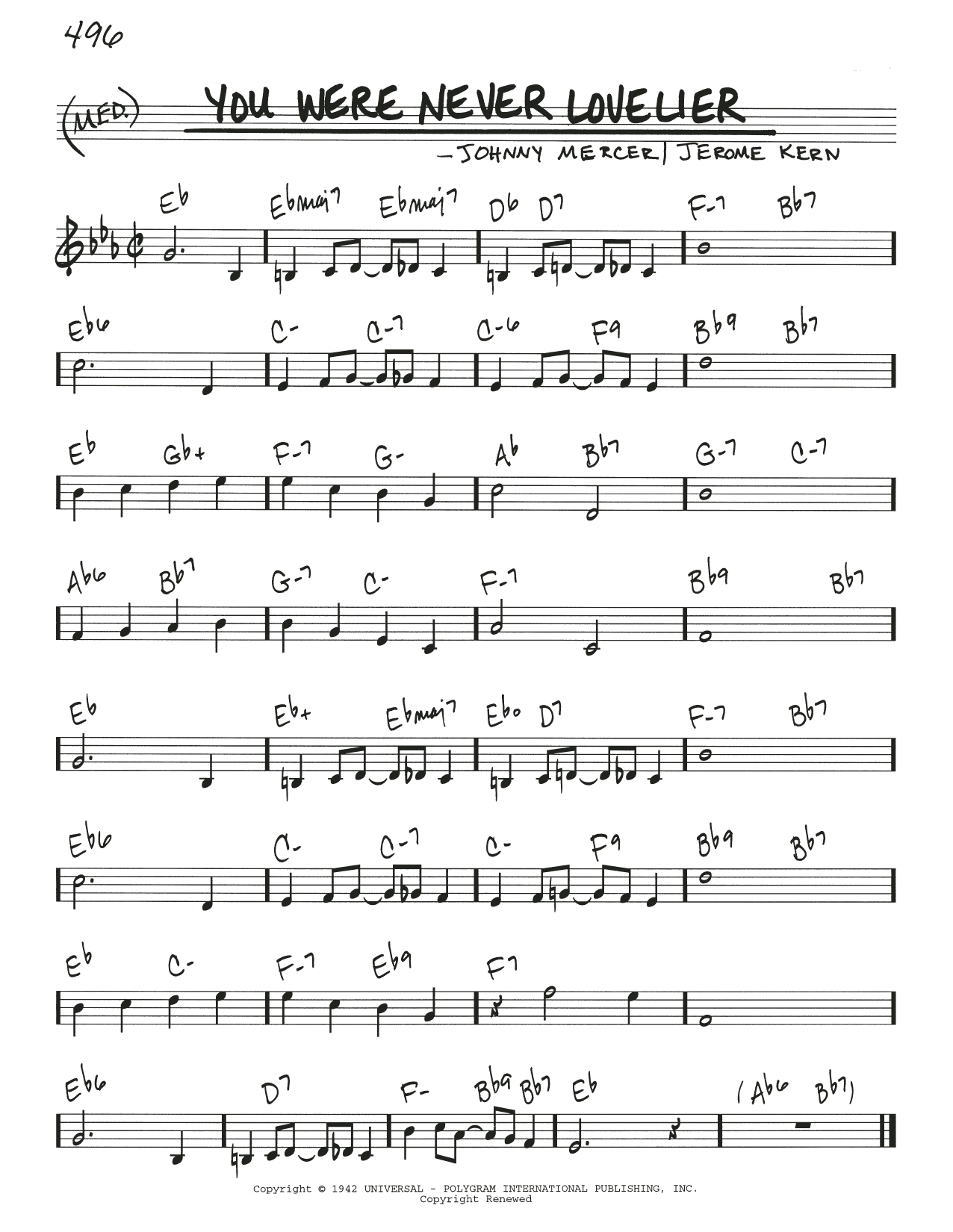 Learn to play Johnny Mercer You Were Never Lovelier sheet music for Real Book – Melody & Chords in minutes. Price: 5.9900$ Johnny Mercer You Were Never Lovelier sheet music notes and chords arranged for Real Book – Melody & Chords