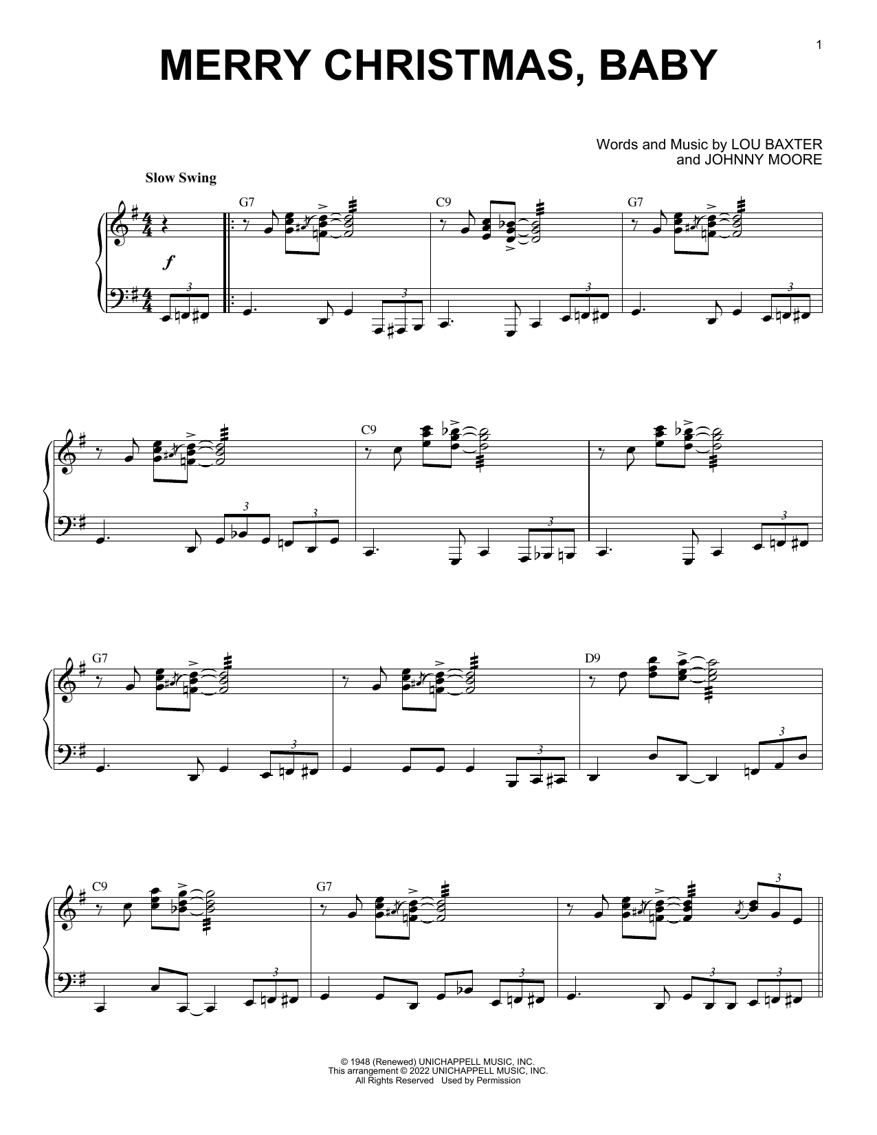 Johnny Moore Merry Christmas, Baby (arr. Brent Edstrom) sheet music notes and chords. Download Printable PDF.