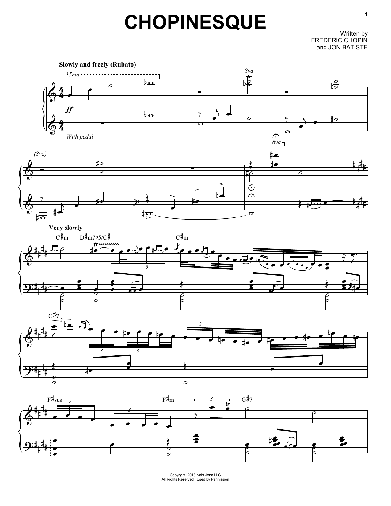 Jon Batiste Chopinesque sheet music notes and chords. Download Printable PDF.