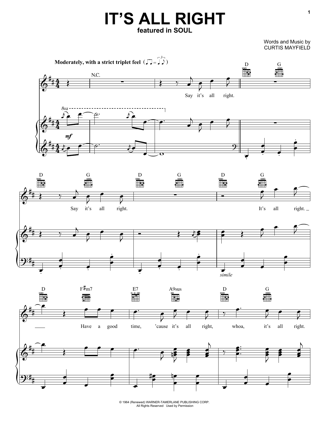 Jon Batiste It's All Right (from Soul) sheet music notes and chords. Download Printable PDF.