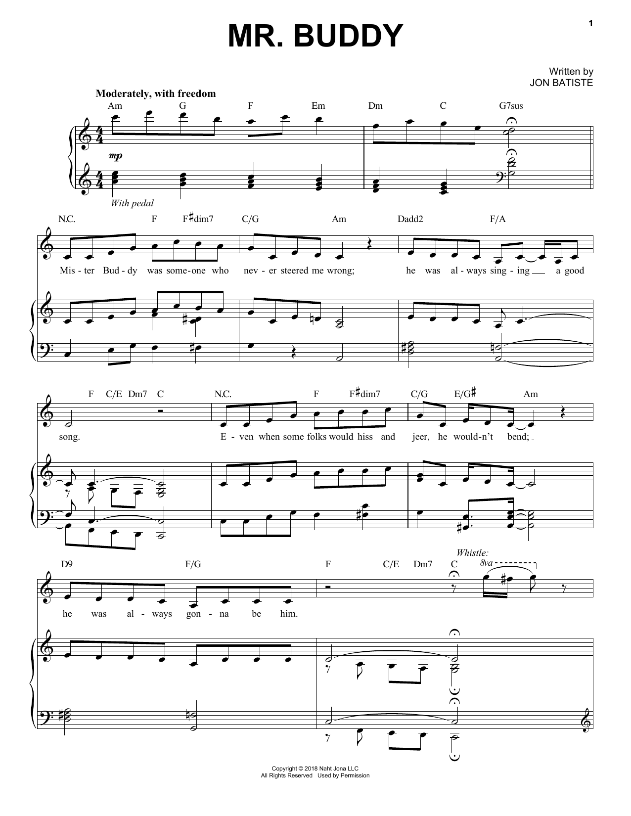 Jon Batiste Mr. Buddy sheet music notes and chords. Download Printable PDF.