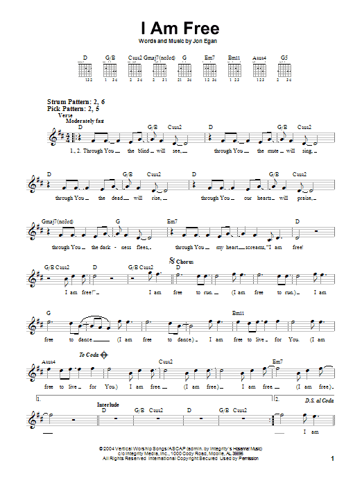 Newsboys I Am Free sheet music notes and chords. Download Printable PDF.