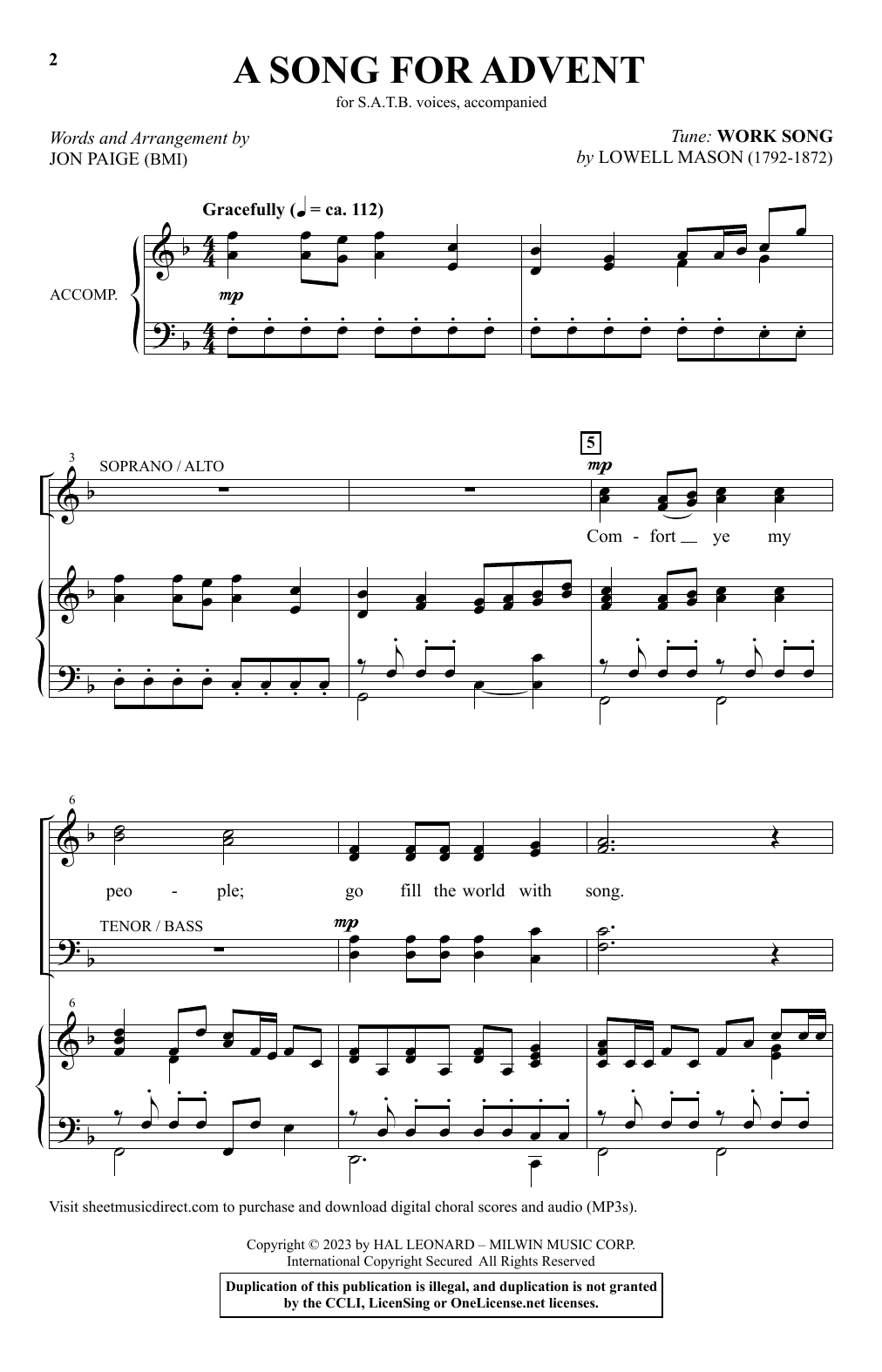 Jon Paige A Song For Advent sheet music notes and chords. Download Printable PDF.