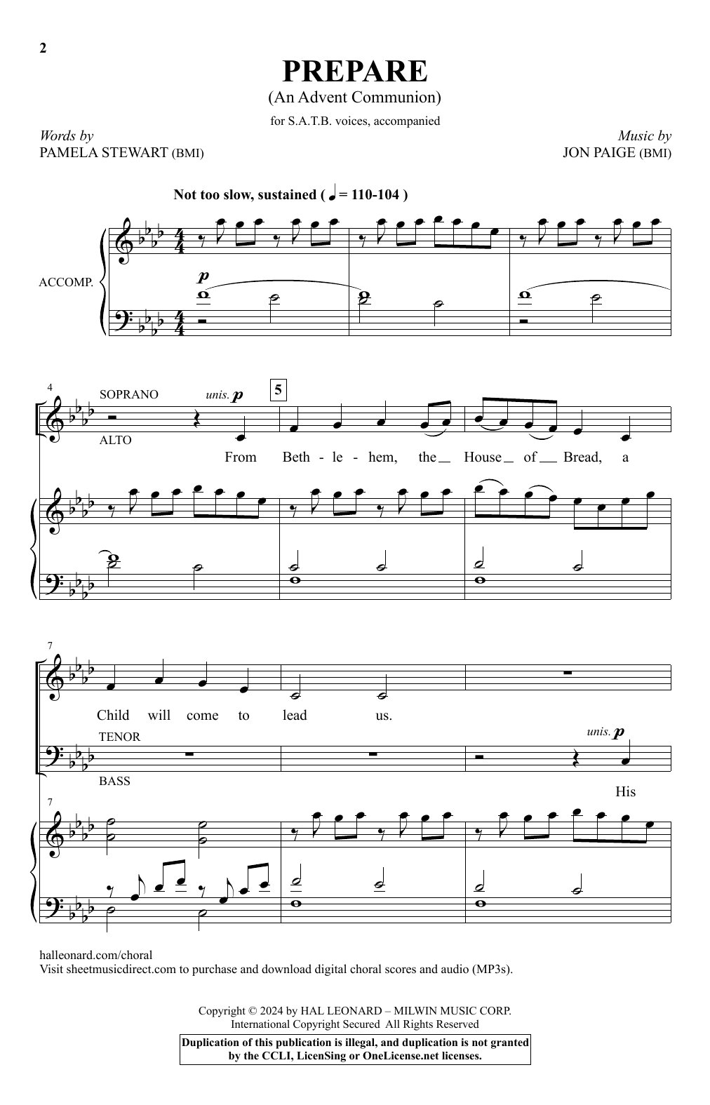 Learn to play Jon Paige Prepare (An Advent Communion) sheet music for SATB Choir in minutes. Price: 3.9900$ Jon Paige Prepare (An Advent Communion) sheet music notes and chords arranged for SATB Choir