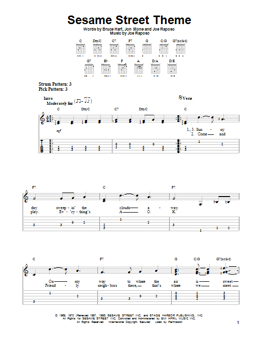 Jon Stone Sesame Street Theme sheet music notes and chords. Download Printable PDF.