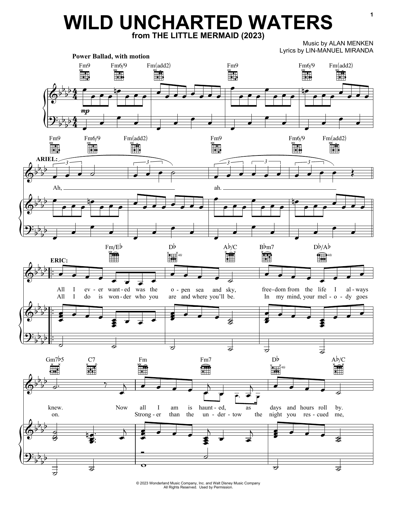 Jonah Hauer-King Wild Uncharted Waters (from The Little Mermaid) (2023) sheet music notes and chords. Download Printable PDF.