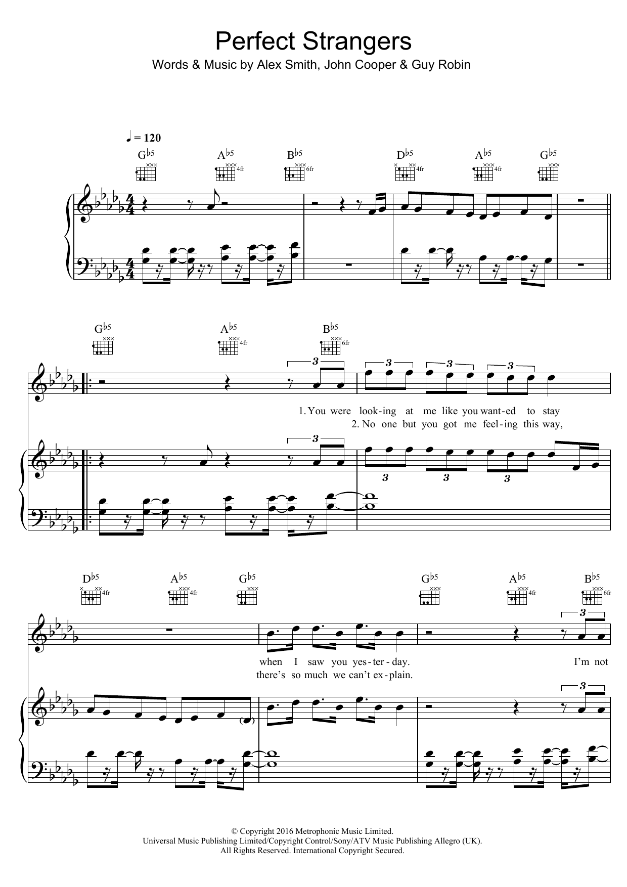 Jonas Blue Perfect Strangers (feat. JP Cooper) sheet music notes and chords arranged for Piano, Vocal & Guitar Chords