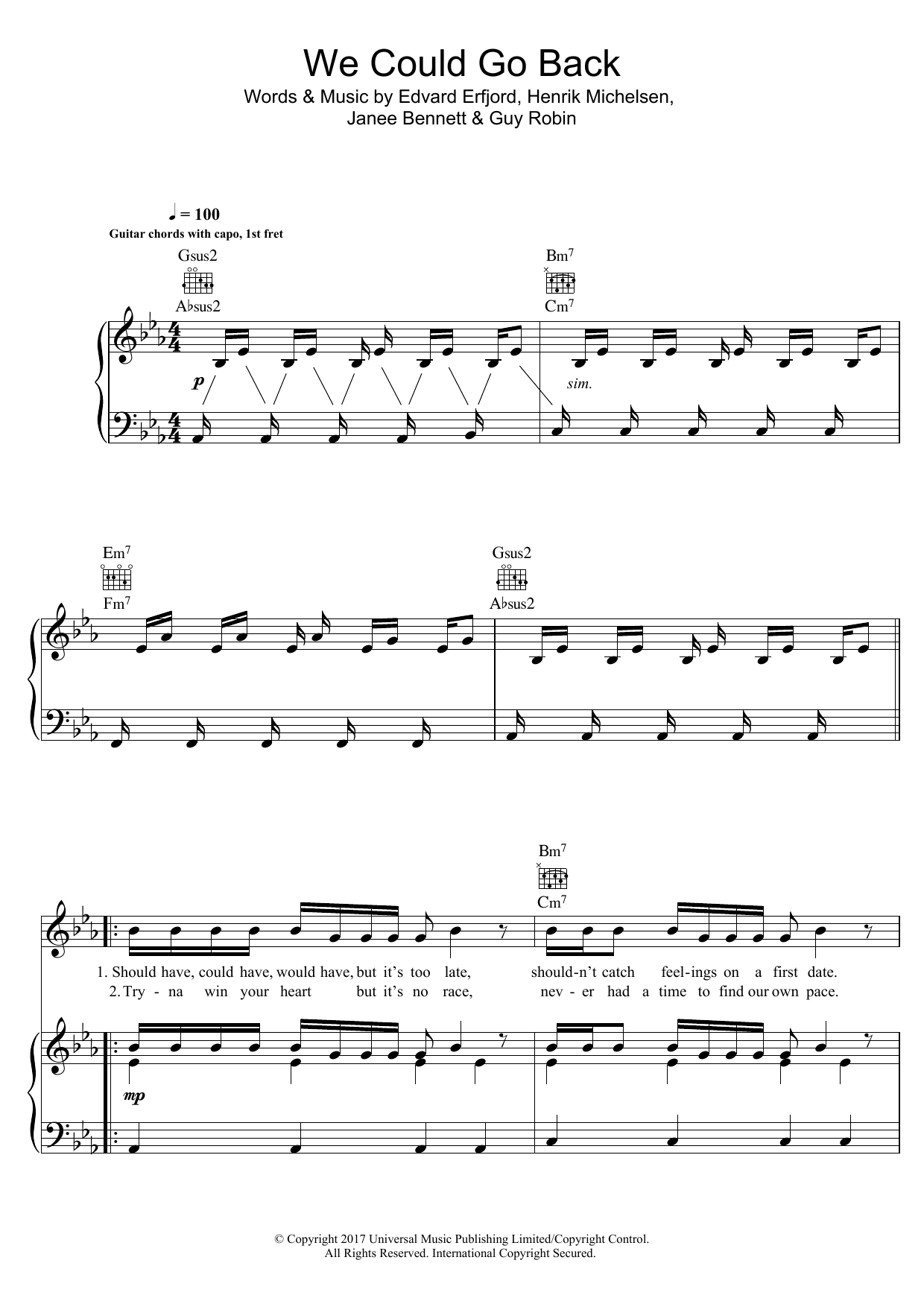 Jonas Blue We Could Go Back (feat. Moelogo) sheet music notes and chords arranged for Piano, Vocal & Guitar Chords