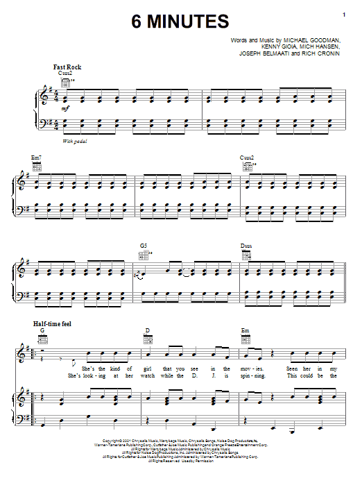 Learn to play Jonas Brothers 6 Minutes sheet music for Piano, Vocal & Guitar Chords (Right-Hand Melody) in minutes. Price: 7.8900$ Jonas Brothers 6 Minutes sheet music notes and chords arranged for Piano, Vocal & Guitar Chords (Right-Hand Melody)