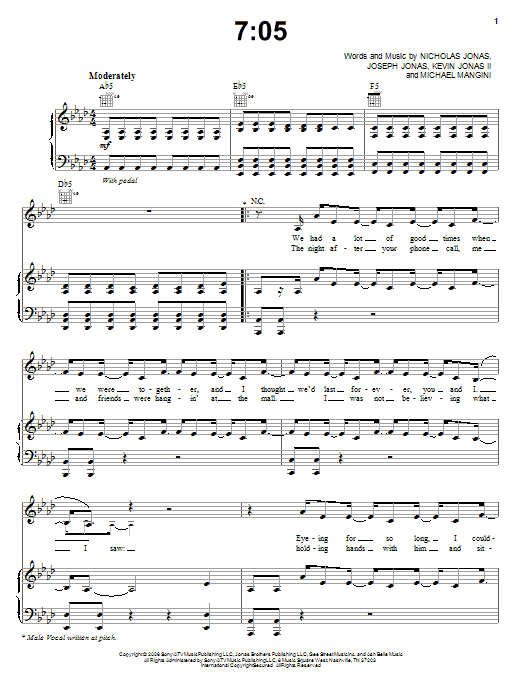 Learn to play Jonas Brothers 05 sheet music for Piano, Vocal & Guitar Chords (Right-Hand Melody) in minutes. Price: 7.8900$ Jonas Brothers 05 sheet music notes and chords arranged for Piano, Vocal & Guitar Chords (Right-Hand Melody)