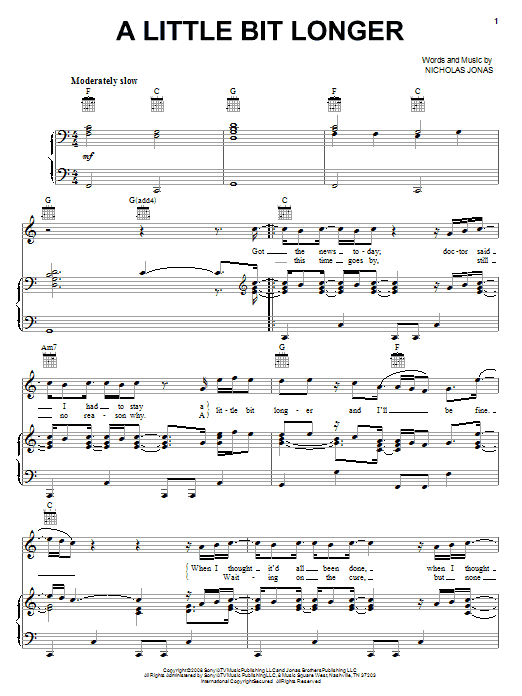 Learn to play Jonas Brothers A Little Bit Longer sheet music for Easy Piano in minutes. Price: 6.9900$ Jonas Brothers A Little Bit Longer sheet music notes and chords arranged for Easy Piano