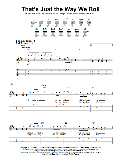 Jonas Brothers That's Just The Way We Roll sheet music notes and chords. Download Printable PDF.