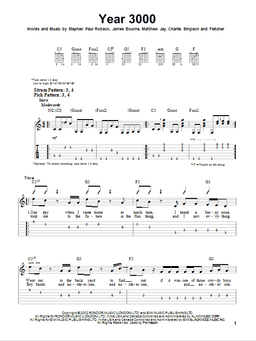 Jonas Brothers Year 3000 sheet music notes and chords. Download Printable PDF.