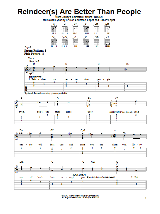 Jonathan Groff Reindeer(s) Are Better Than People (from Disney's Frozen) sheet music notes and chords. Download Printable PDF.