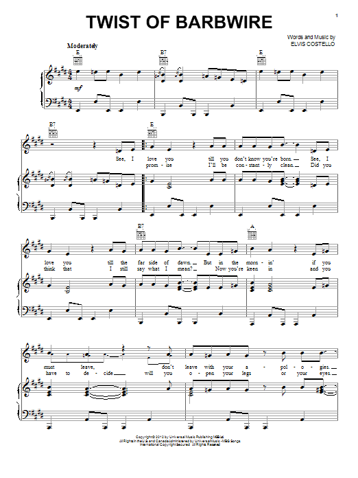Learn to play Jonathan Jackson Twist Of Barbwire sheet music for Piano, Vocal & Guitar Chords (Right-Hand Melody) in minutes. Price: 7.8900$ Jonathan Jackson Twist Of Barbwire sheet music notes and chords arranged for Piano, Vocal & Guitar Chords (Right-Hand Melody)