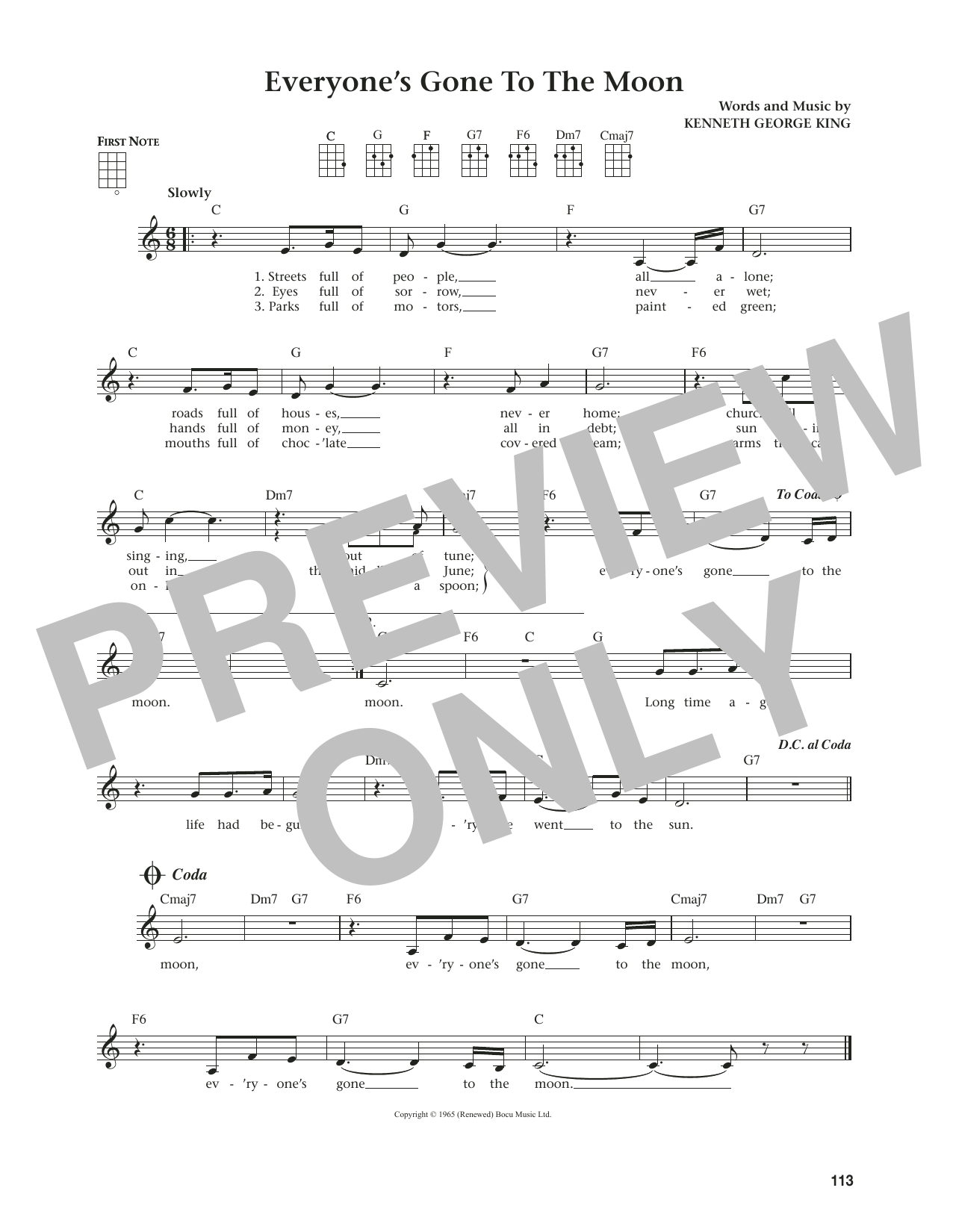 Jonathan King Everyone's Gone To The Moon (from The Daily Ukulele) (arr. Jim Beloff) sheet music notes and chords. Download Printable PDF.