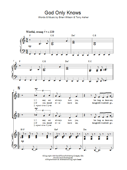 The Beach Boys God Only Knows (arr. Jonathan Wikeley) sheet music notes and chords arranged for 2-Part Choir