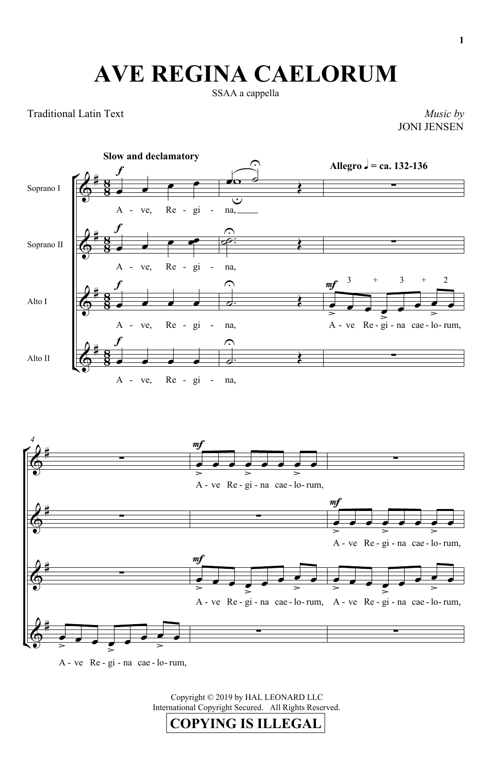 Learn to play Joni Jensen Ave Regina Caelorum sheet music for SSA Choir in minutes. Price: 3.9900$ Joni Jensen Ave Regina Caelorum sheet music notes and chords arranged for SSA Choir