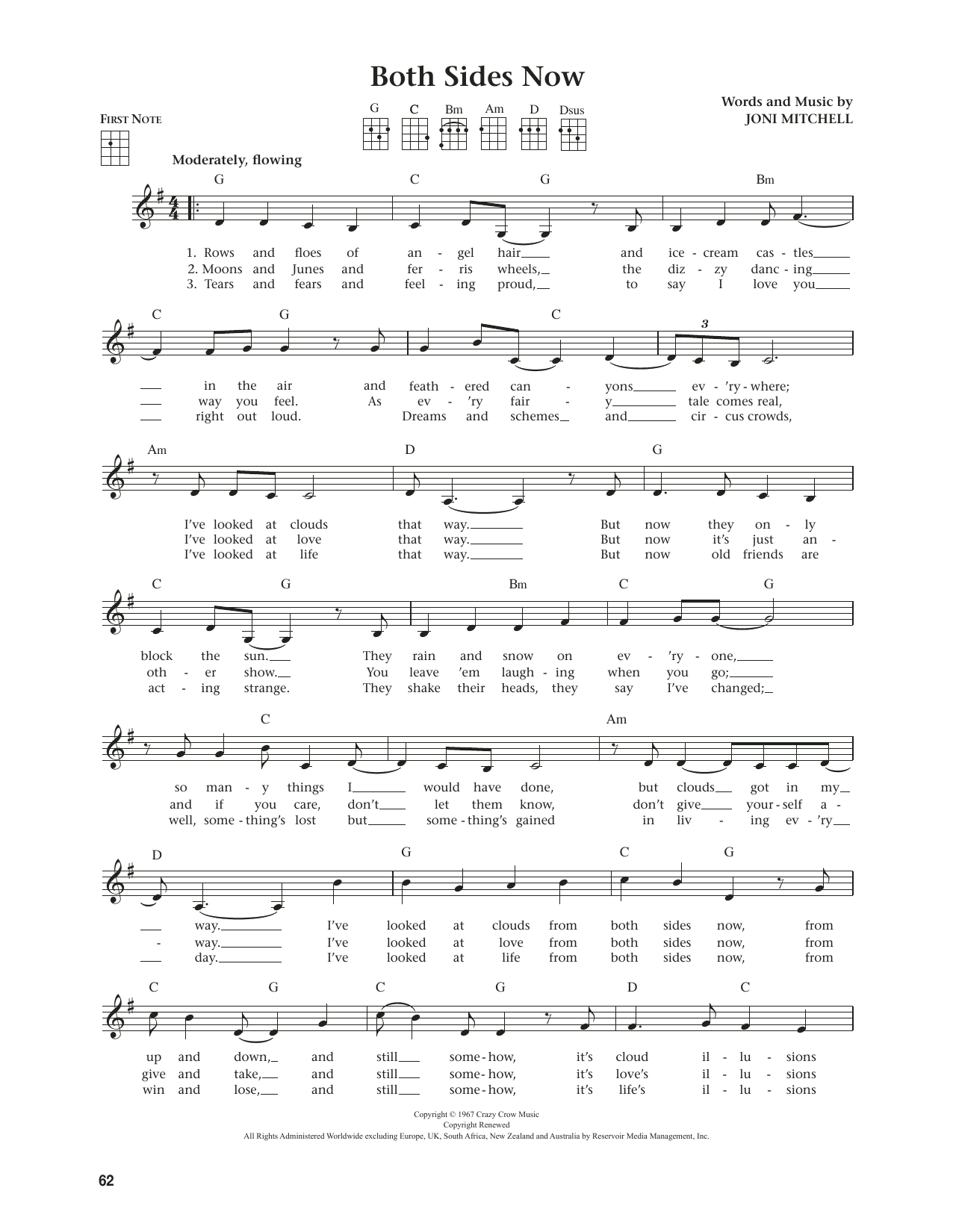 Joni Mitchell Both Sides Now (from The Daily Ukulele) (arr. Jim Beloff) sheet music notes and chords. Download Printable PDF.