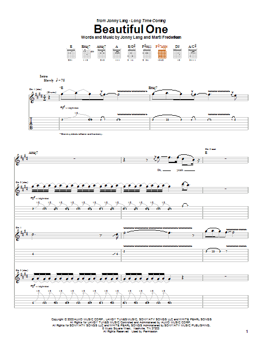 Learn to play Jonny Lang Beautiful One sheet music for Guitar Tab in minutes. Price: 7.8900$ Jonny Lang Beautiful One sheet music notes and chords arranged for Guitar Tab
